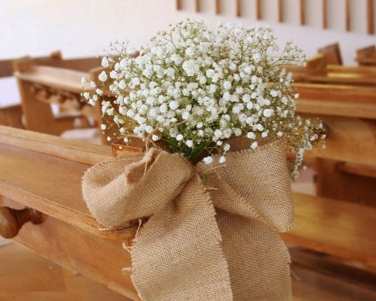 decoracion bancos iglesia boda flores secas